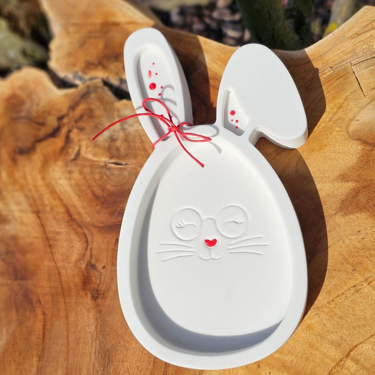 Silikon - Gießform -  Dekoteller - Osterhase - Süßes Häschen - mit Knickohr