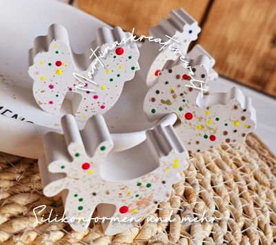 Silikon - Mehrfach - Gießform - Dekostecker Hahn und Huhn