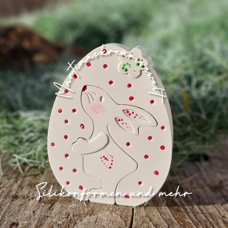 Silikon - Gießform - Osterhasen mit Osterei - Silhouette - multifunktional Silikon - Gießform - Osterhasen mit Osterei - Silhouette - multifunktional