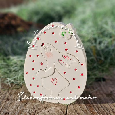Silikon - Gießform - Osterhasen mit Osterei - Silhouette - multifunktional