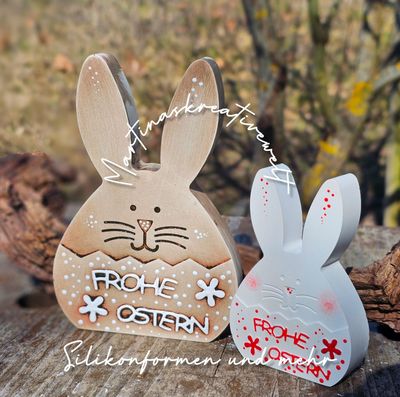 Silikon - Gießform - Frohe Ostern - Osterhasen Duo