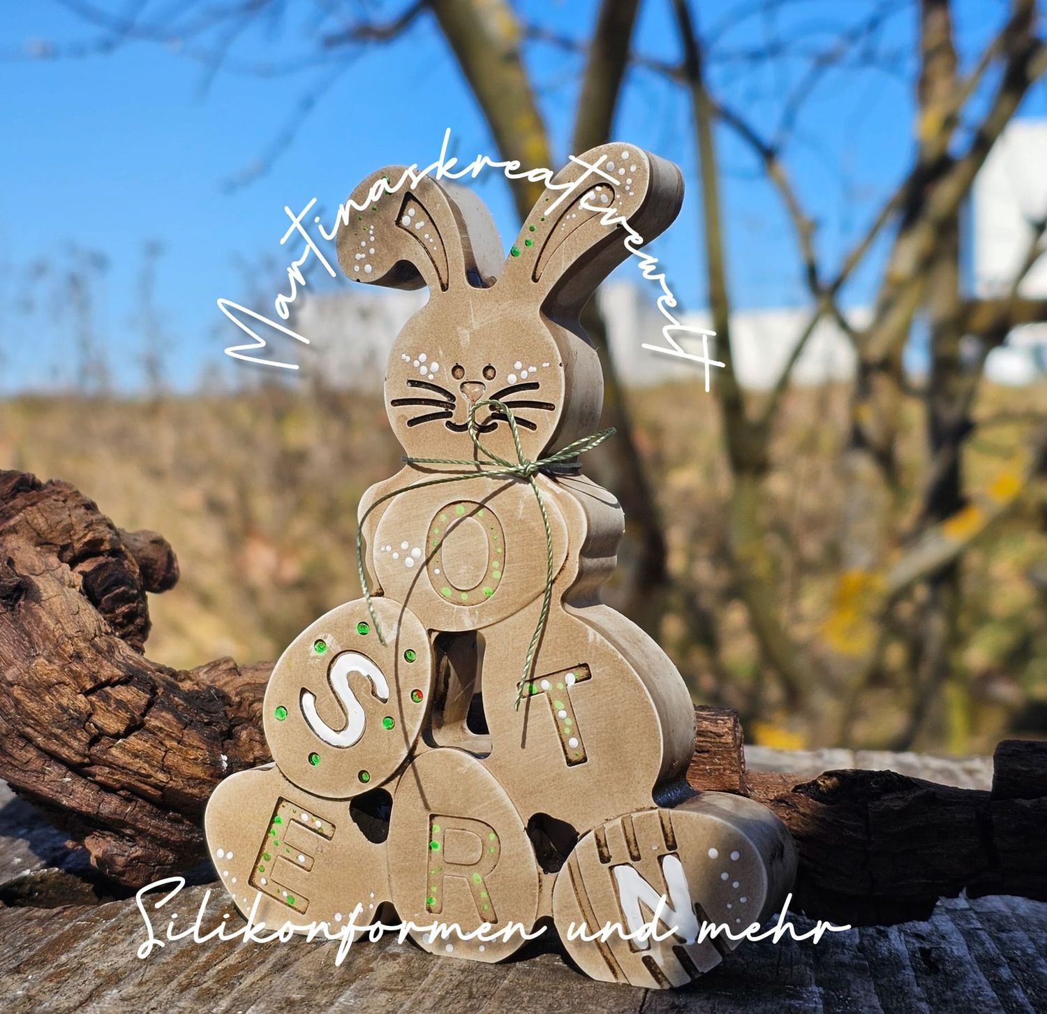 Silikon - Gießform - Osterhase mit Ostereiern – Ostereier Pyramide