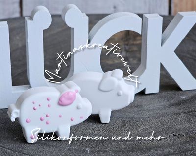 Silikon - Mehrfach - Gießform -  Matte – Glücksschweine – Schweinchen – für 20 Figuren