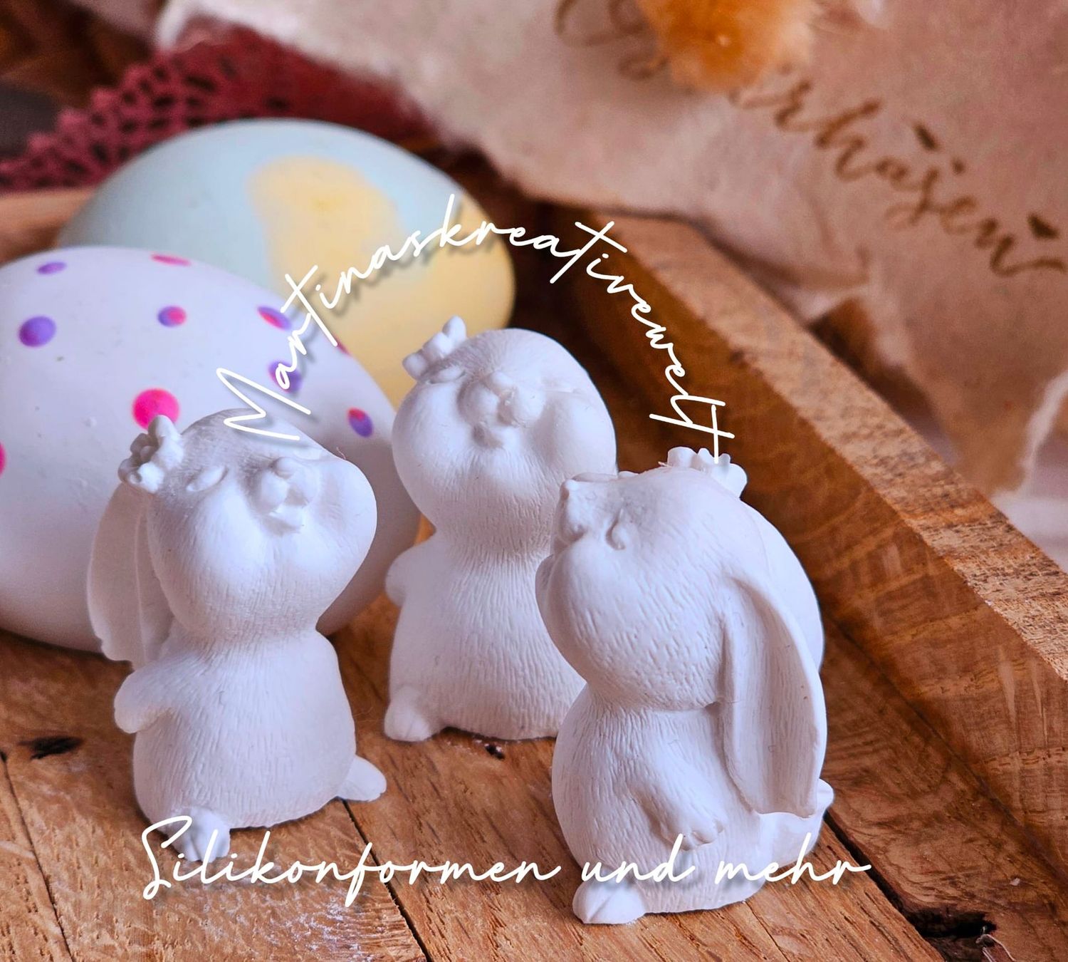 Silikon - Gießform - Mini Schnupperhasen mit Blume