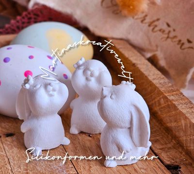 Silikon - Gießform - Mini Schnupperhasen mit Blume Silikon - Gießform - Mini Schnupperhasen mit Blume