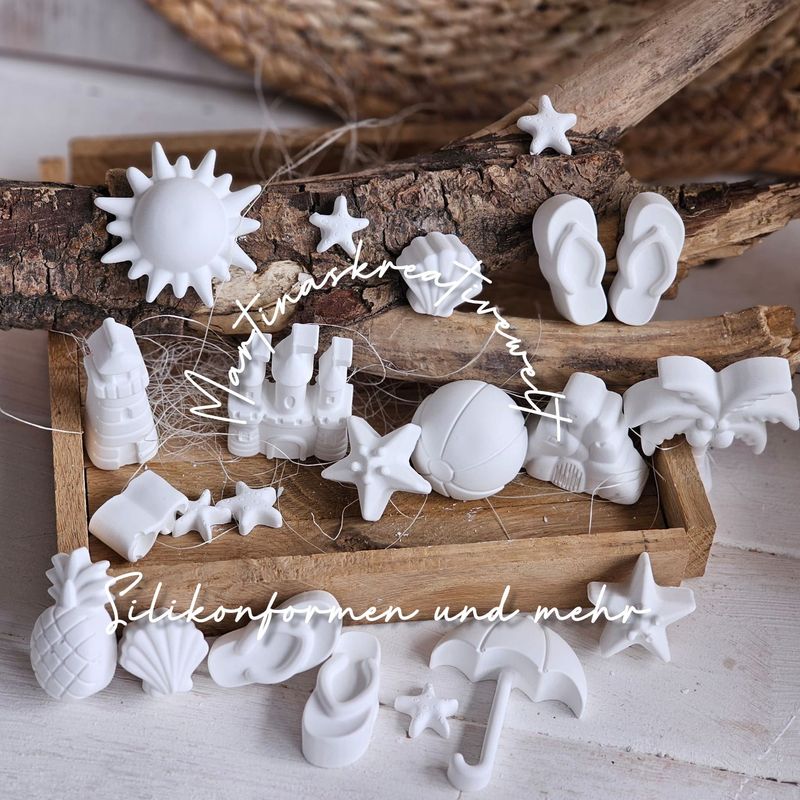 Silikon - Mehrfach - Gießform - Matte – Strandspaß – Sommer – für 22 Figuren/B-Ware/SALE Silikon - Mehrfach - Gießform - Matte – Strandspaß – Sommer – für 22 Figuren/B-Ware/SALE