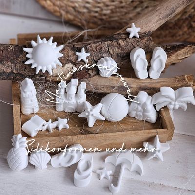 Silikon - Mehrfach - Gießform -  Matte – Strandspaß – Sommer – für 22 Figuren