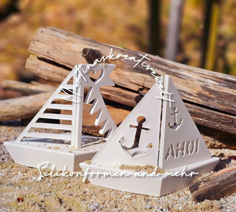 Silikon-Gießform - Boot/Teelichthalter und Segelvarianten wählbar Silikon-Gießform - Boot/Teelichthalter und Segelvarianten wählbar