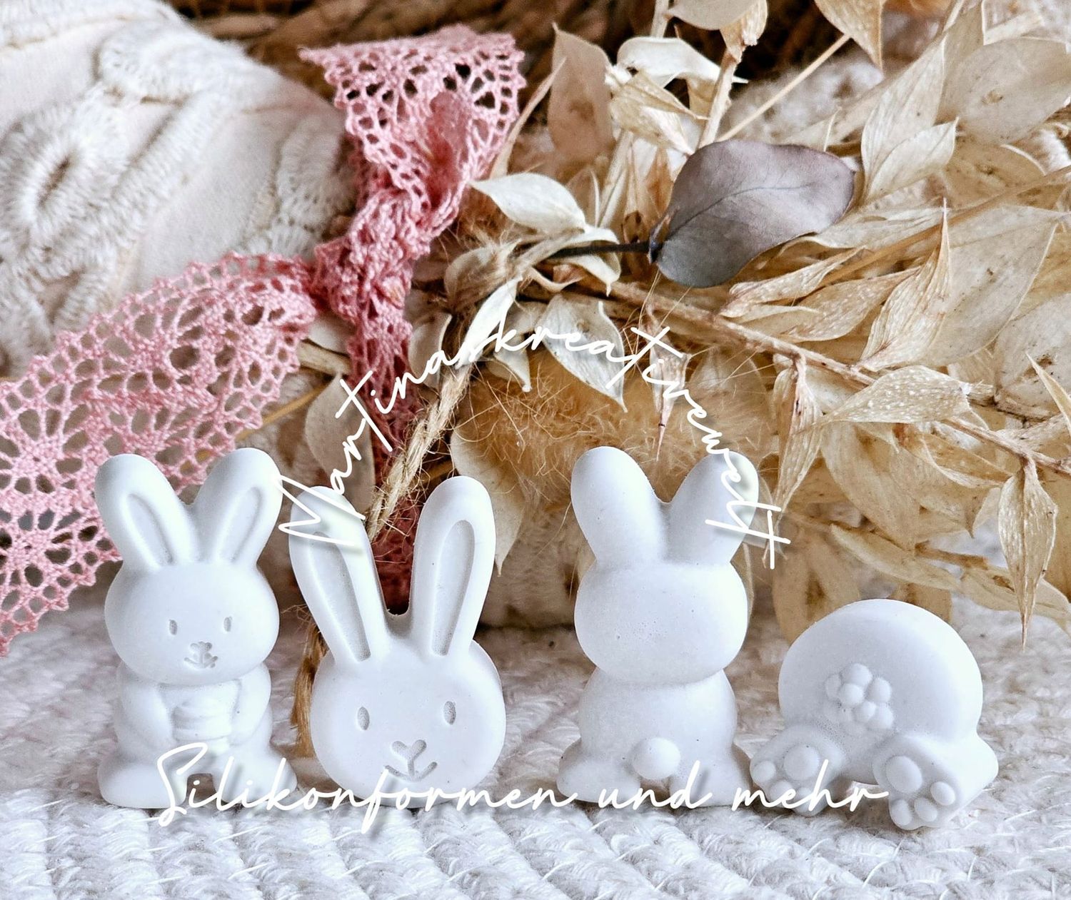 Silikon - Gießform - Matte – Hasenparade – Osterhasen – für 16 Figuren