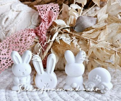 Silikon - Gießform - Matte – Hasenparade – Osterhasen – für 16 Figuren