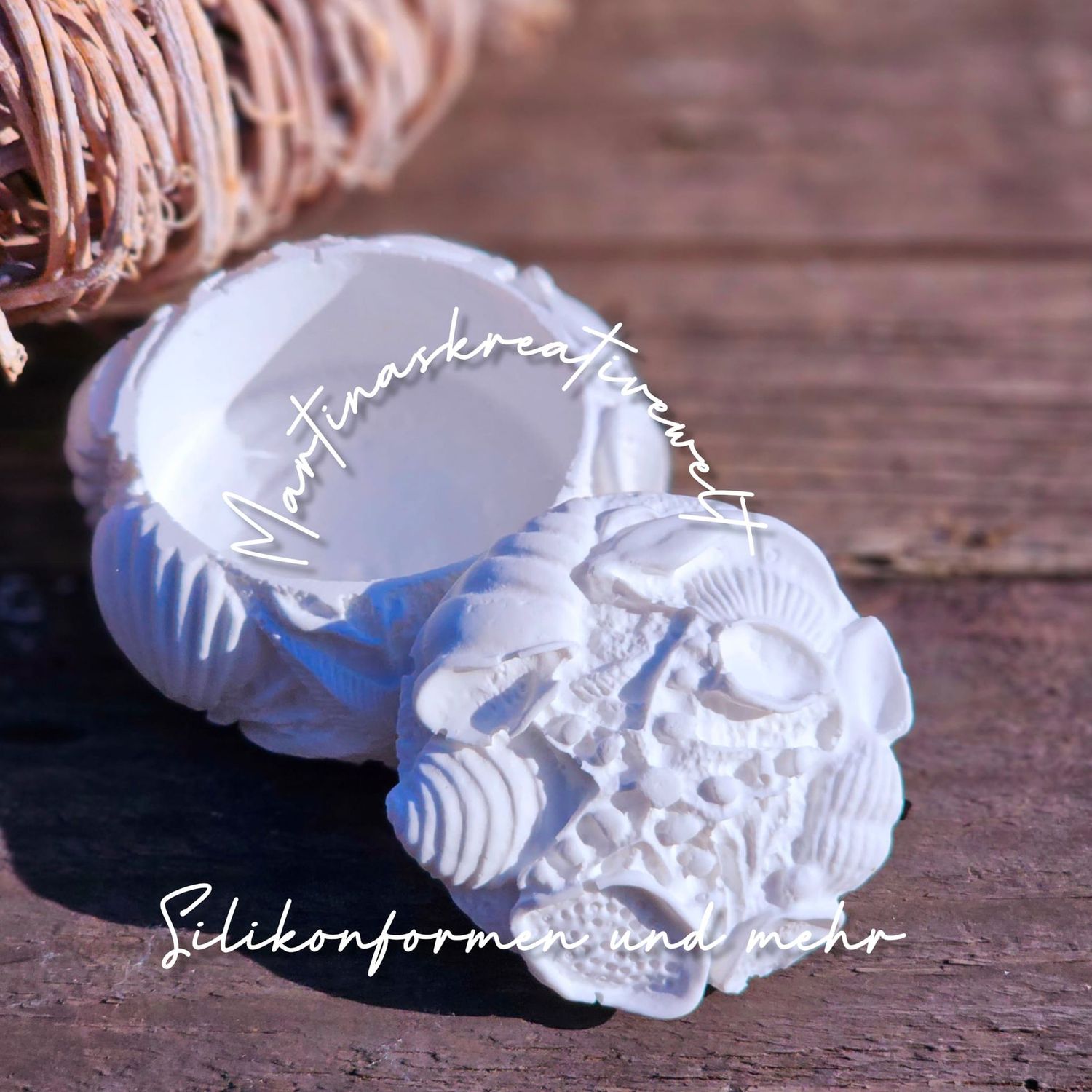 Silikon - Gießform - Muscheldose - Dose mit Deckel - Maritim - Kerzenschale - 2-teilig
