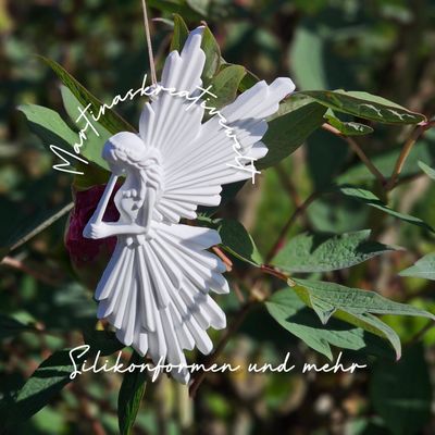 Silikon - Gießform  - Kleine Elfe mit Flügeln & Flöte - flach