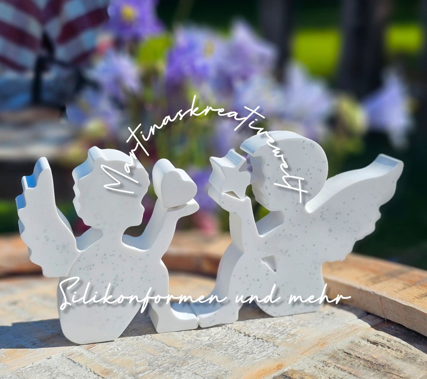 Silikon - Gießform - Matte sitzendes Engelpärchen