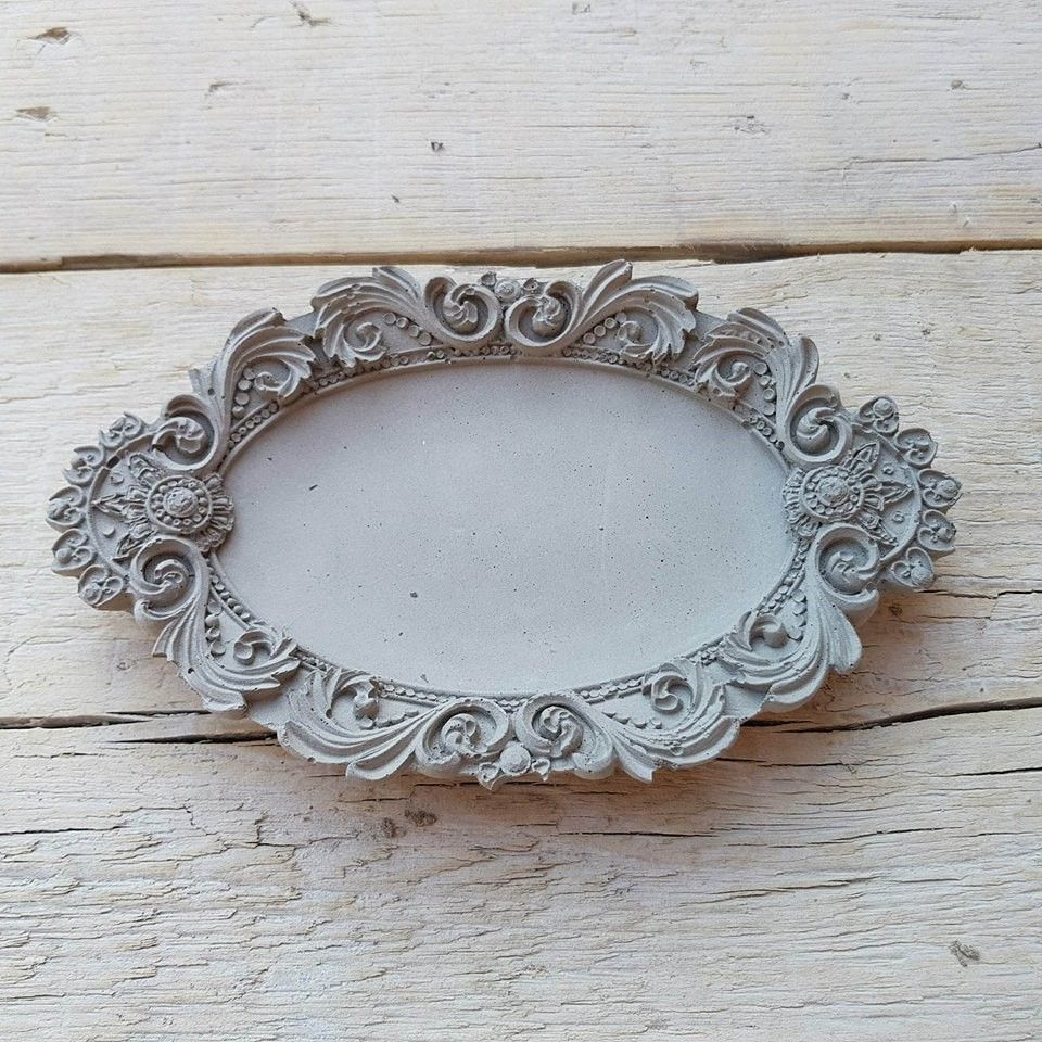 Silikon-Gießform – Tablett – Rahmen – Verziert – Oval