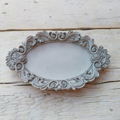 Silikon-Gießform – Tablett – Rahmen – Verziert – Oval