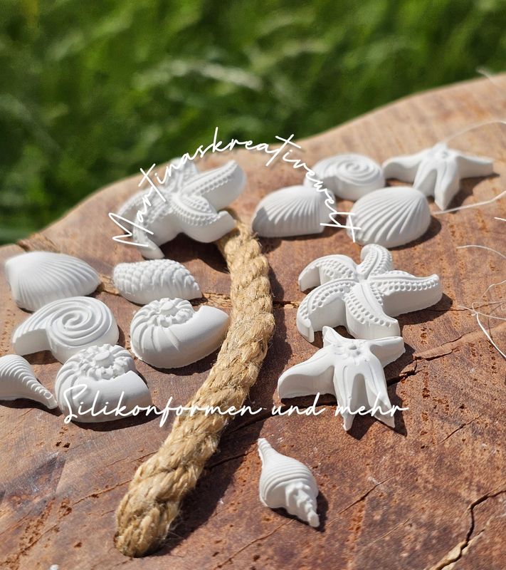 Silikon - Mehrfach - Gießform - "1 Matte für  Muscheln und Seesterne Meeresbewohner – Maritim♥"