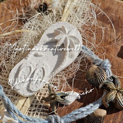 Silikon - Gießform - Flip Flop mit Muscheln oder mit Palme NEU