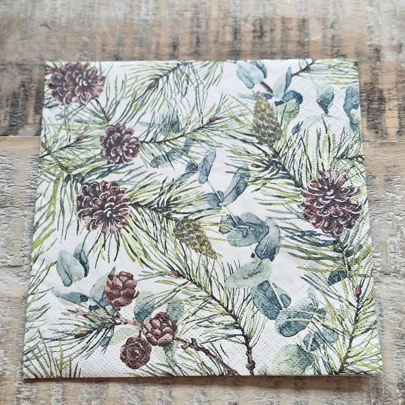 Serviette♥Eukalyptus und Zapfen ♥ Serviette♥Eukalyptus und Zapfen ♥