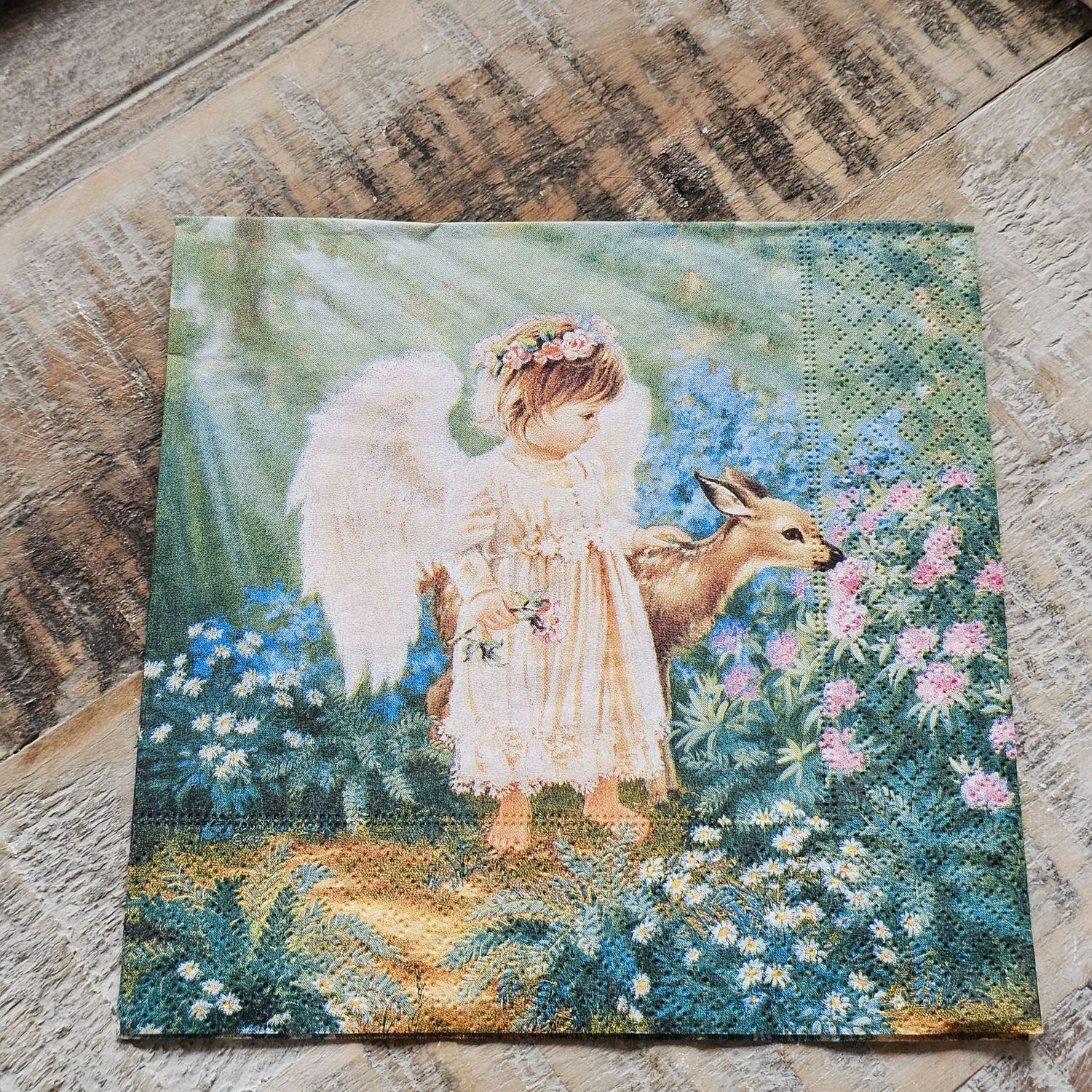 Serviette♥Engel mit Reh ♥