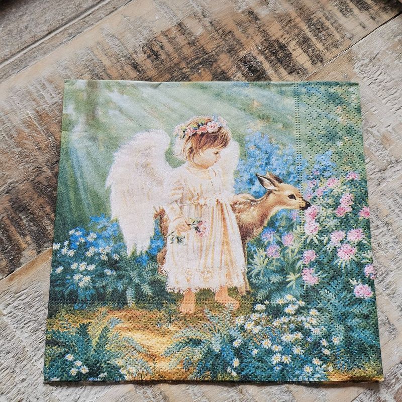 Serviette♥Engel mit Reh ♥