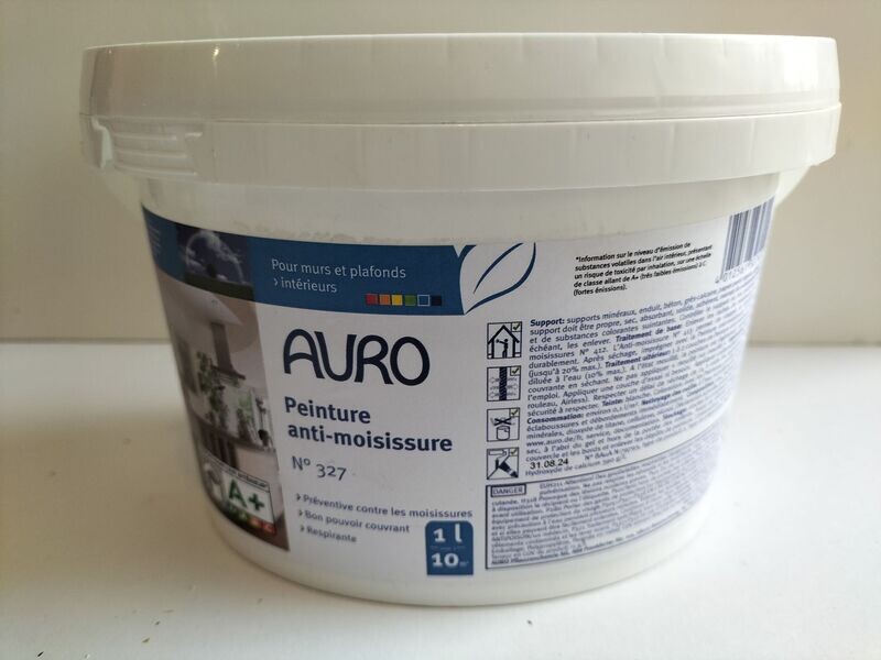 AURO N° 327 peinture anti-moisissure murs et plafond int 5L pour 50m² en 1 couche