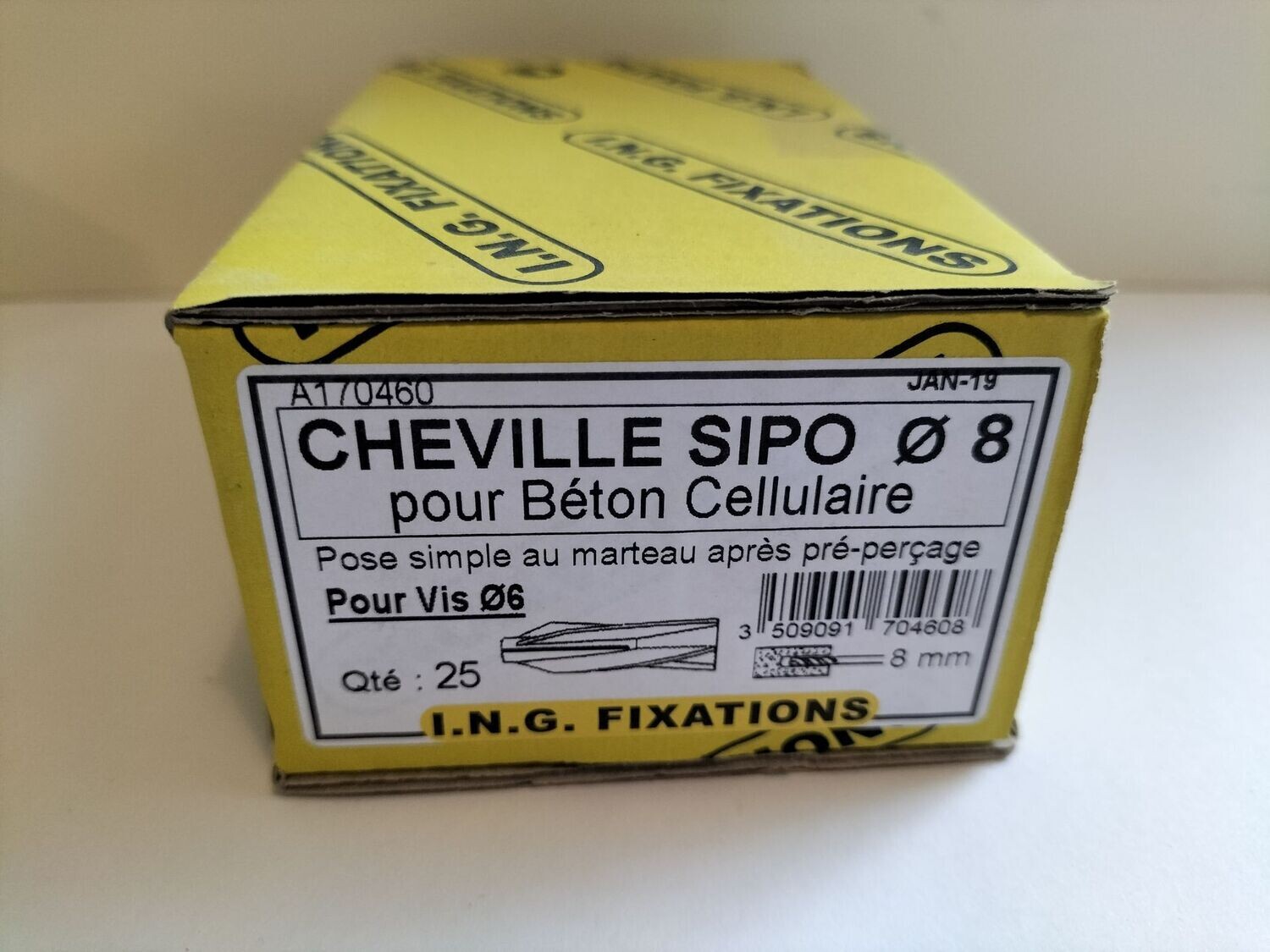 Cheville SIPO Diam 8
pour vis de 6mm