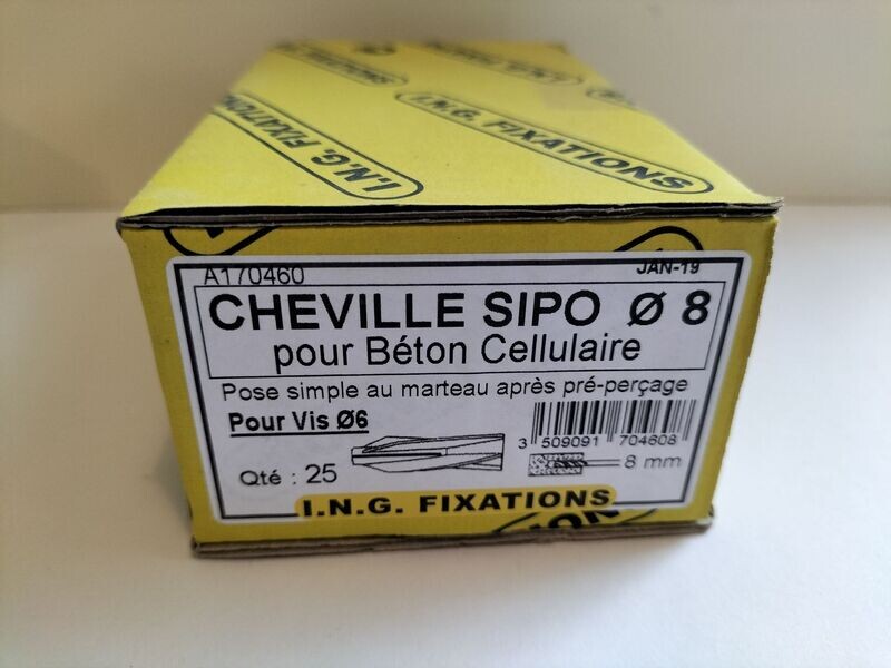 Cheville SIPO Diam 8
pour vis de 6mm