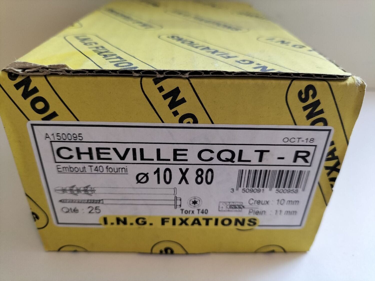 Cheville CQLT-R diam 10 mm x 80