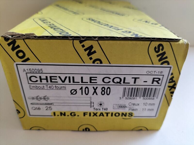 Cheville CQLT-R diam 10 mm x 80