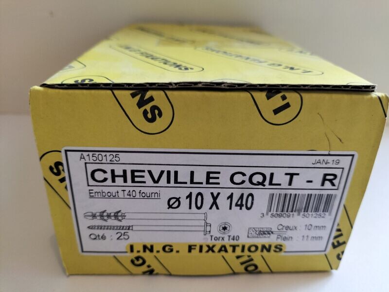 Cheville CQLT-R diam 10 mm x 140