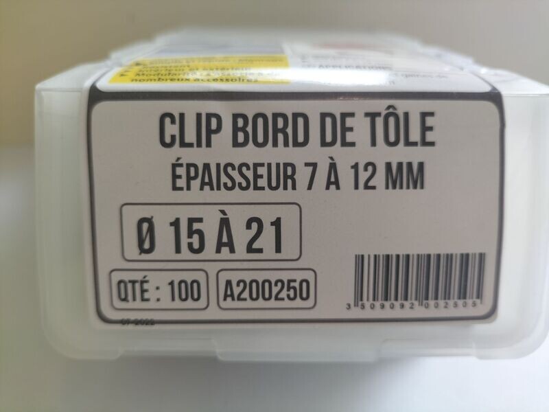 Clip bord de tole épaisseur 7 à 12 mm