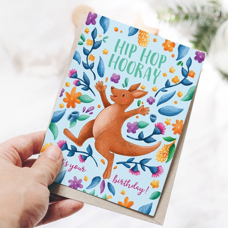 Australian animal kangaroo recycled birthday card