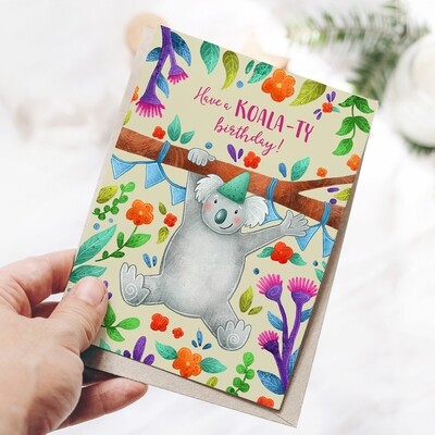 Australian animal Koala birthday card