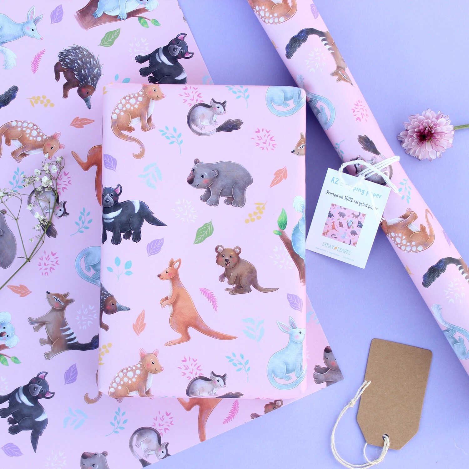 Australian Animal A2 Recycled Wrapping Paper