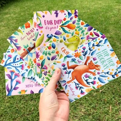 Australian animal birthday cards 6 pack