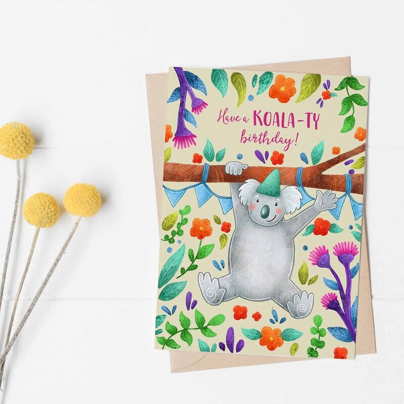Australian animal koala recycled birthday card
