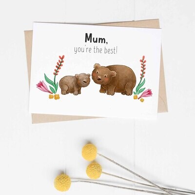 Australian wombat mother’s day card