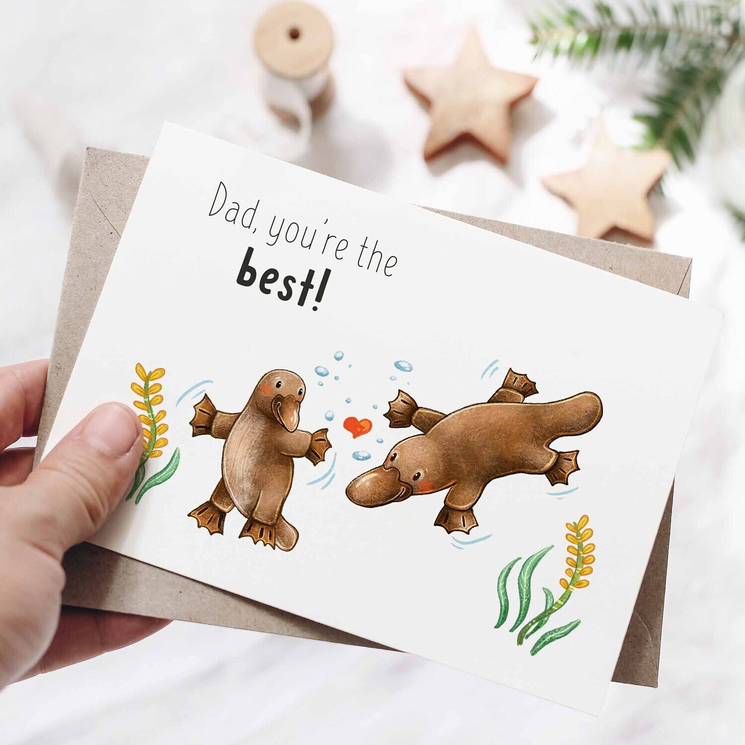 Australian platypus fathers day card