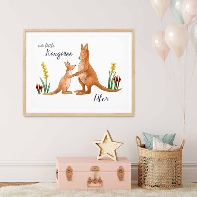 Australian kangaroo nursery print