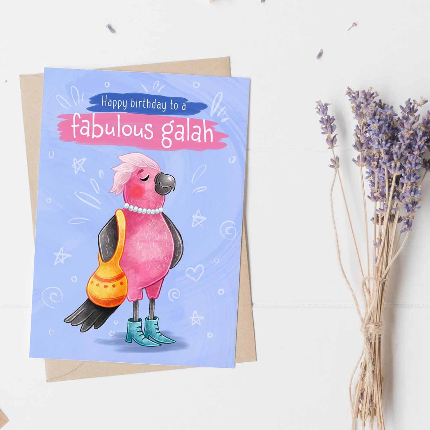 Happy birthday fabulous galah greeting card