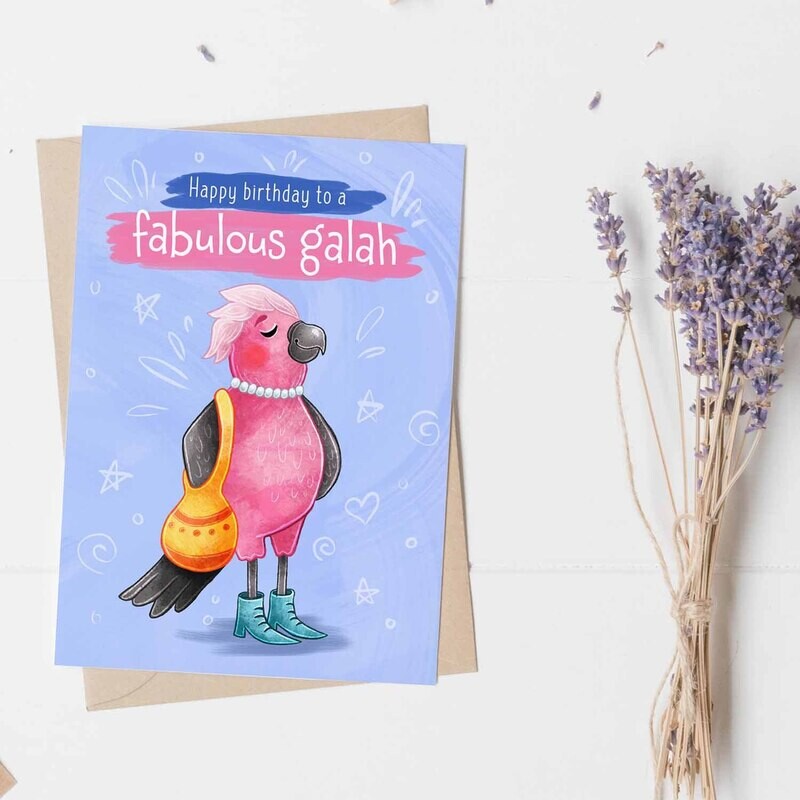Happy birthday fabulous galah greeting card