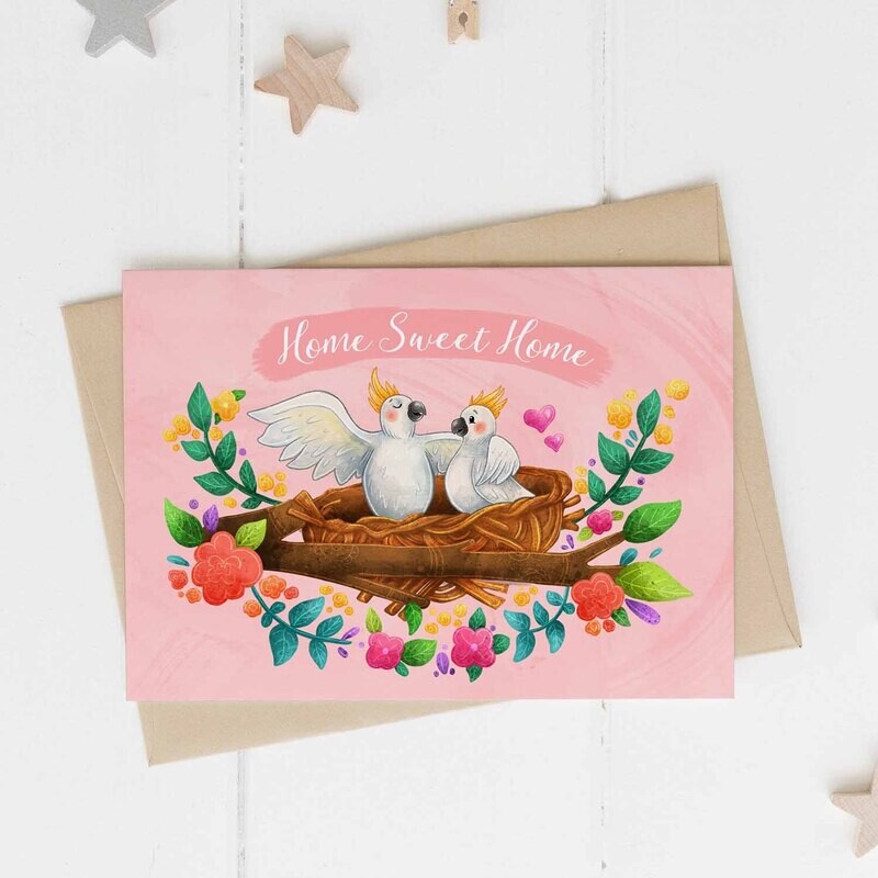 Home sweet home Australian cockatoo greeting card