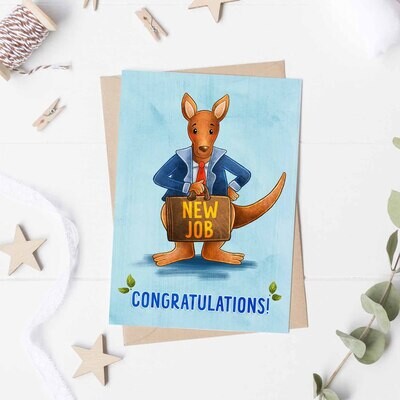 Congratulations on your new job, Australian kangaroo greeting card
