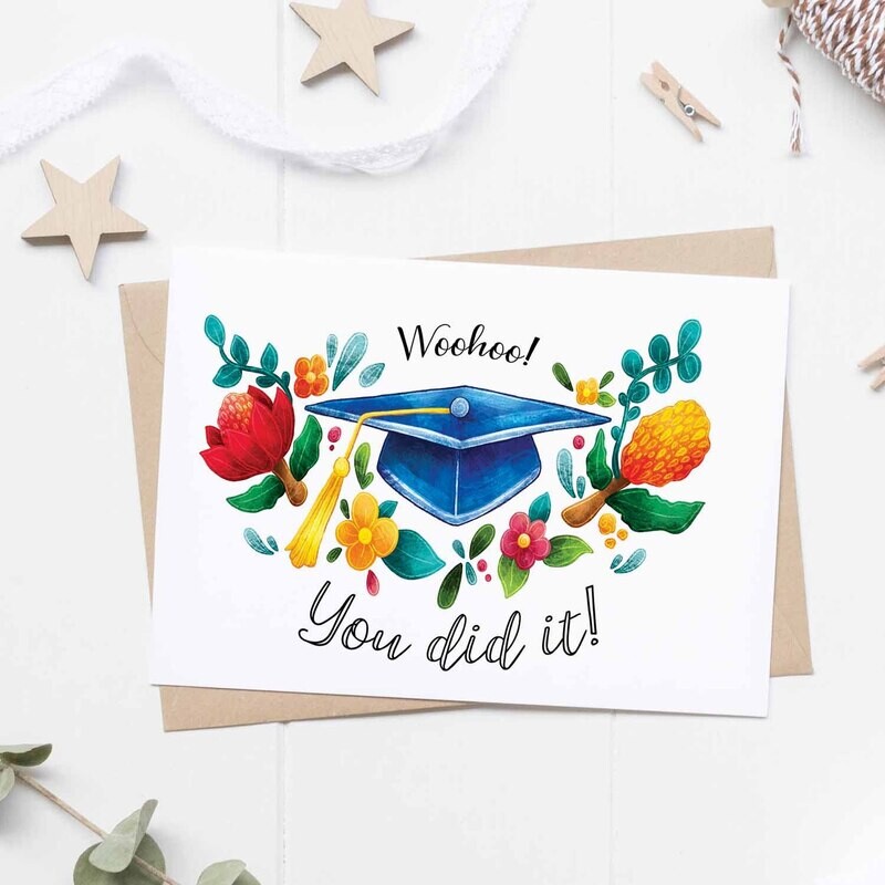 Woohoo you did it! Australian plants graduation card
