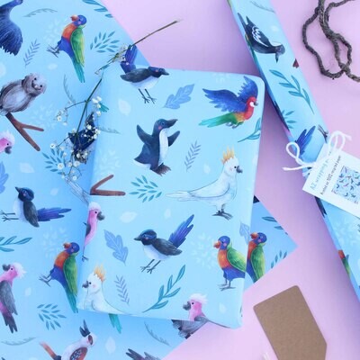 Australian birds A2 recycled wrapping paper