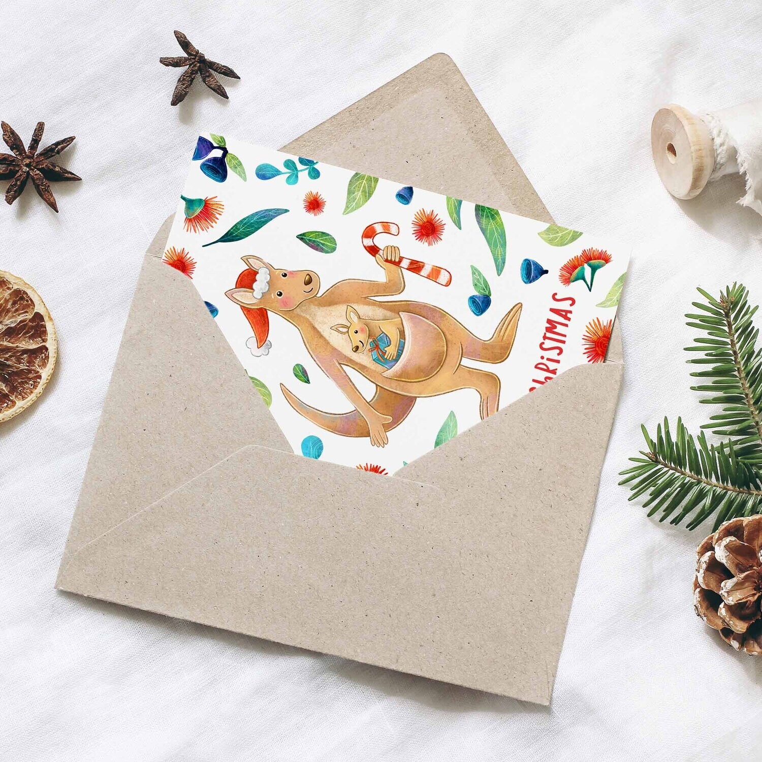 Australian kangaroo Christmas card