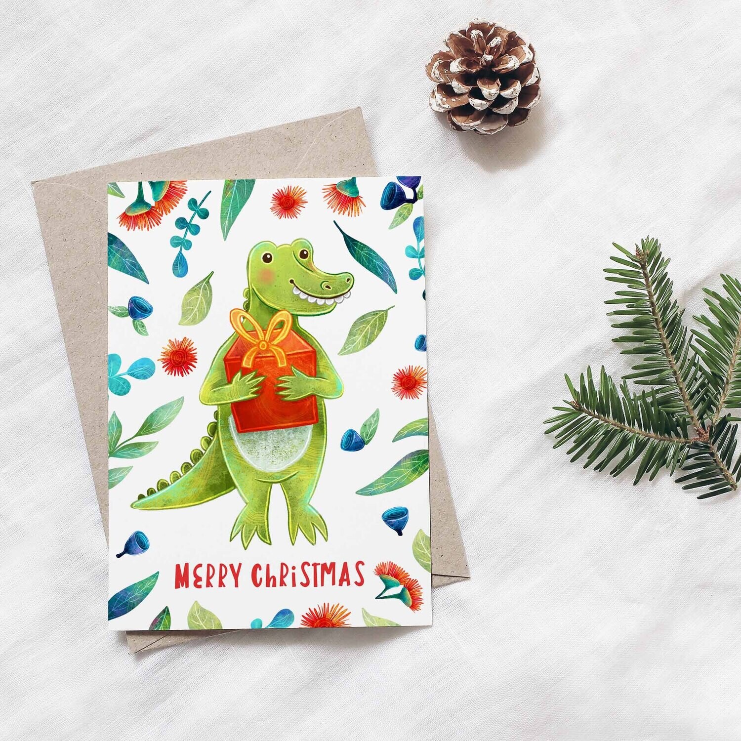 Australian crocodile Christmas card Australian crocodile Christmas card