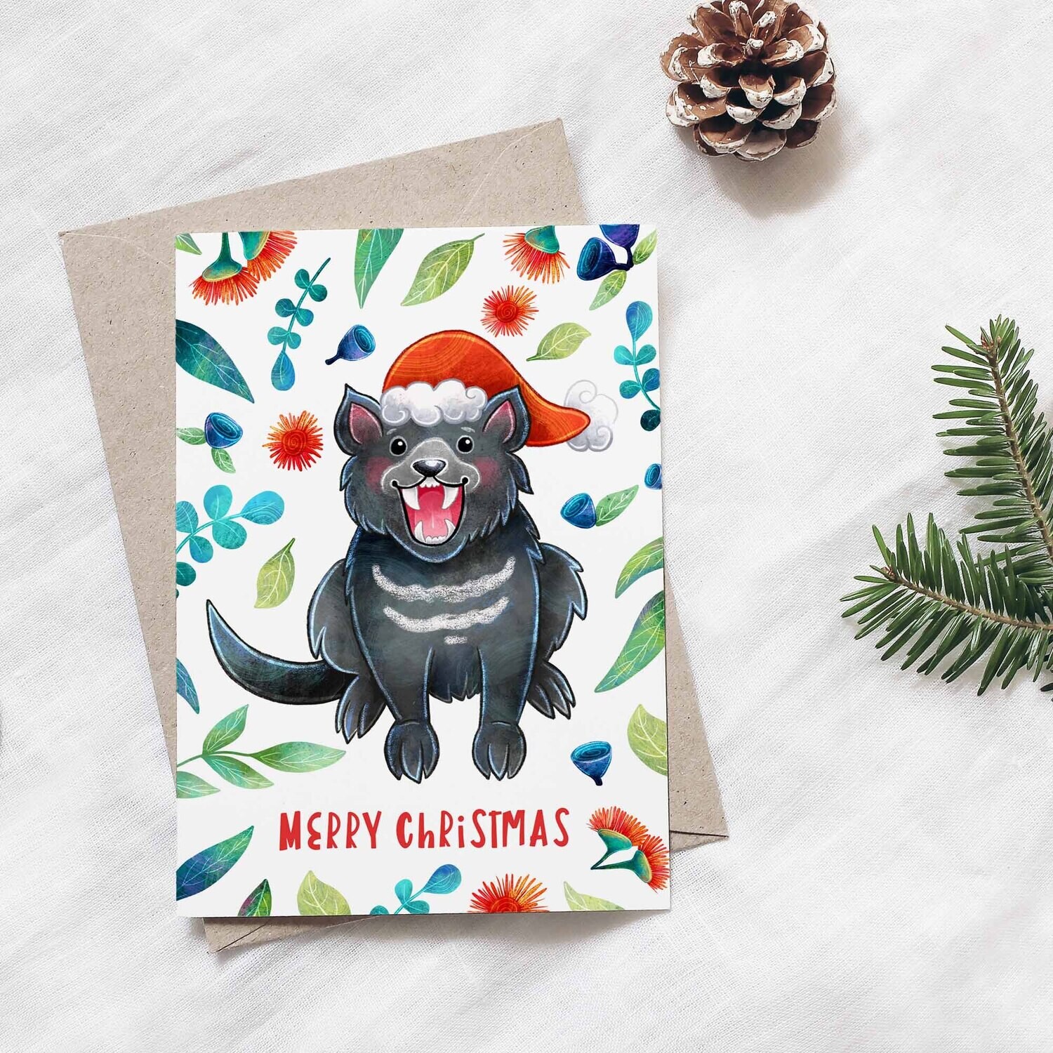 Australian Tasmanian devil Christmas card Australian Tasmanian devil Christmas card