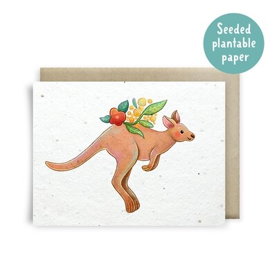 Plantable kangaroo recycled card