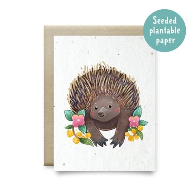 Plantable echidna recycled card